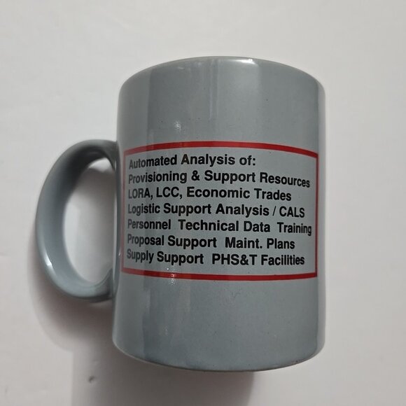 Vintage UNISYS Logistics Engineering Coffee Mug Cross Hairs Gray Made in Japan - Picture 2 of 4